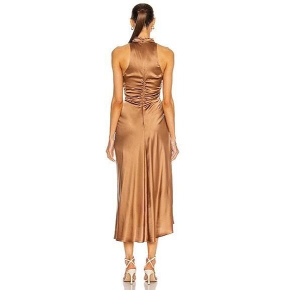 A.L.C. Inez Dress Toffee Brown Silk - Picture 4 of 10